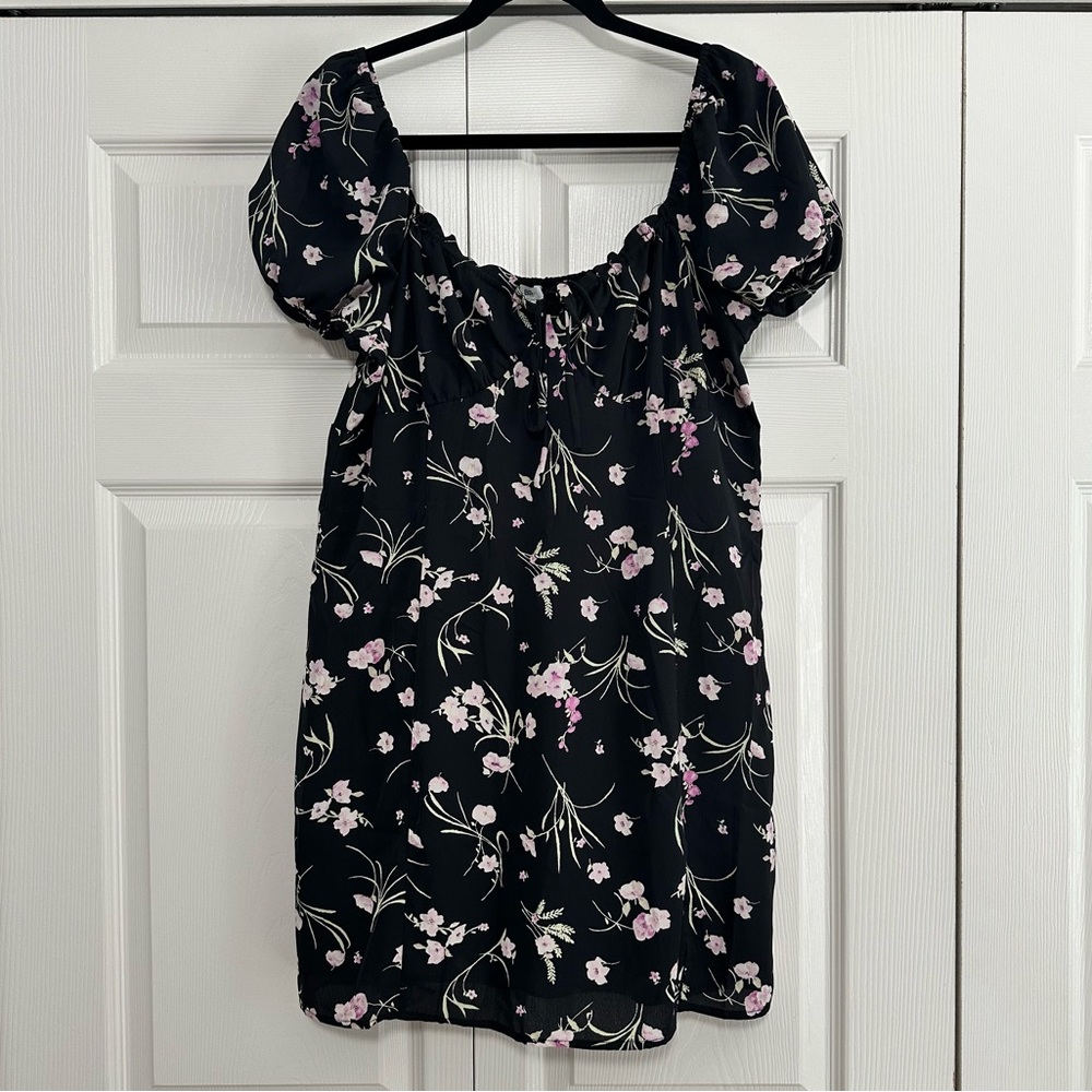 Nordstrom BP Brass Plum Black Floral Dress in Juniors‎ XL NWT